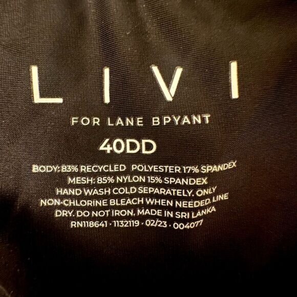 Lane Bryant LIVI Swim Underwire Balconette Tankini Size 40DD Black - Picture 8 of 8